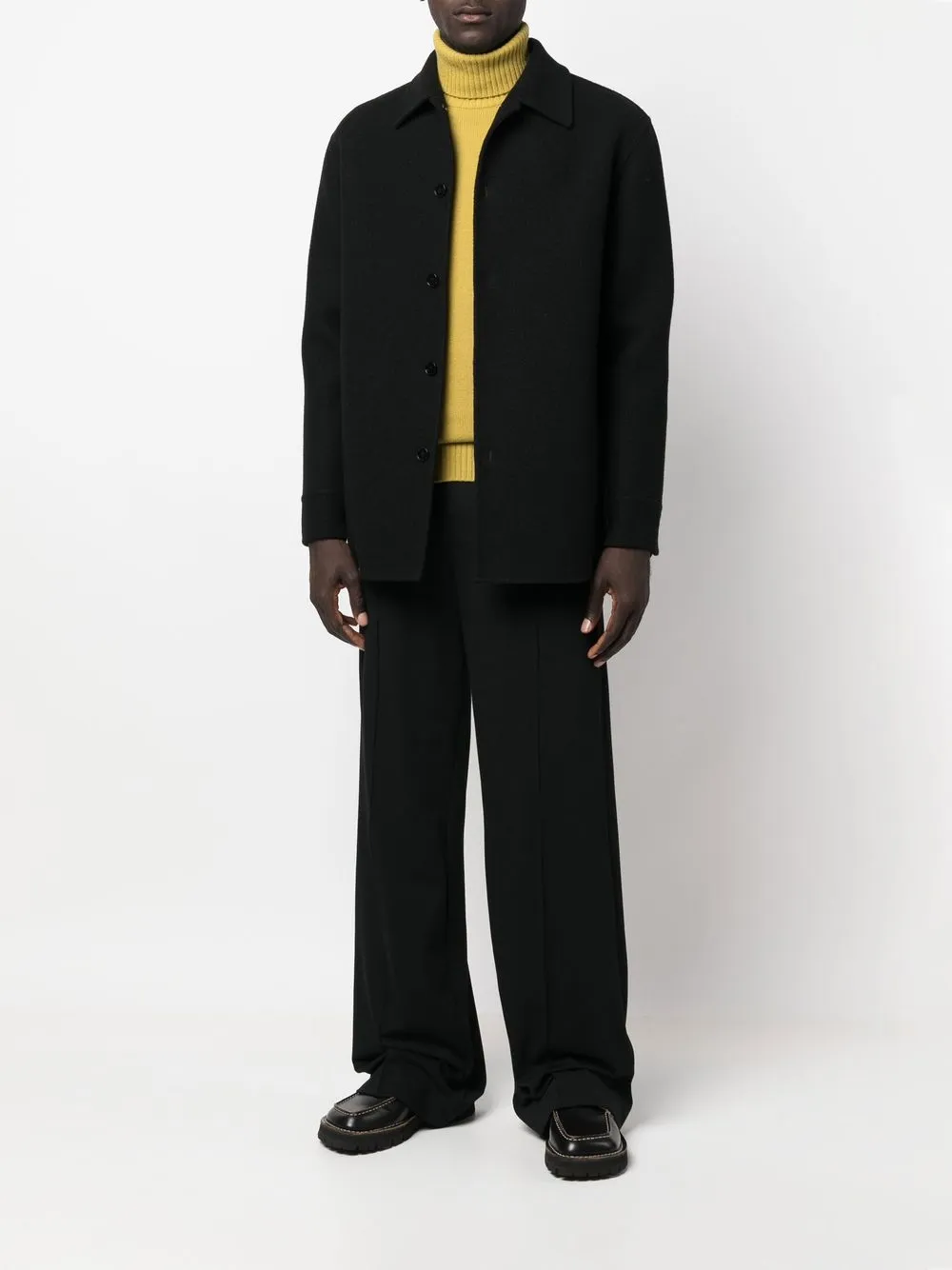 Шерстяная куртка-рубашка на пуговицах JIL SANDER, черный — фото 2