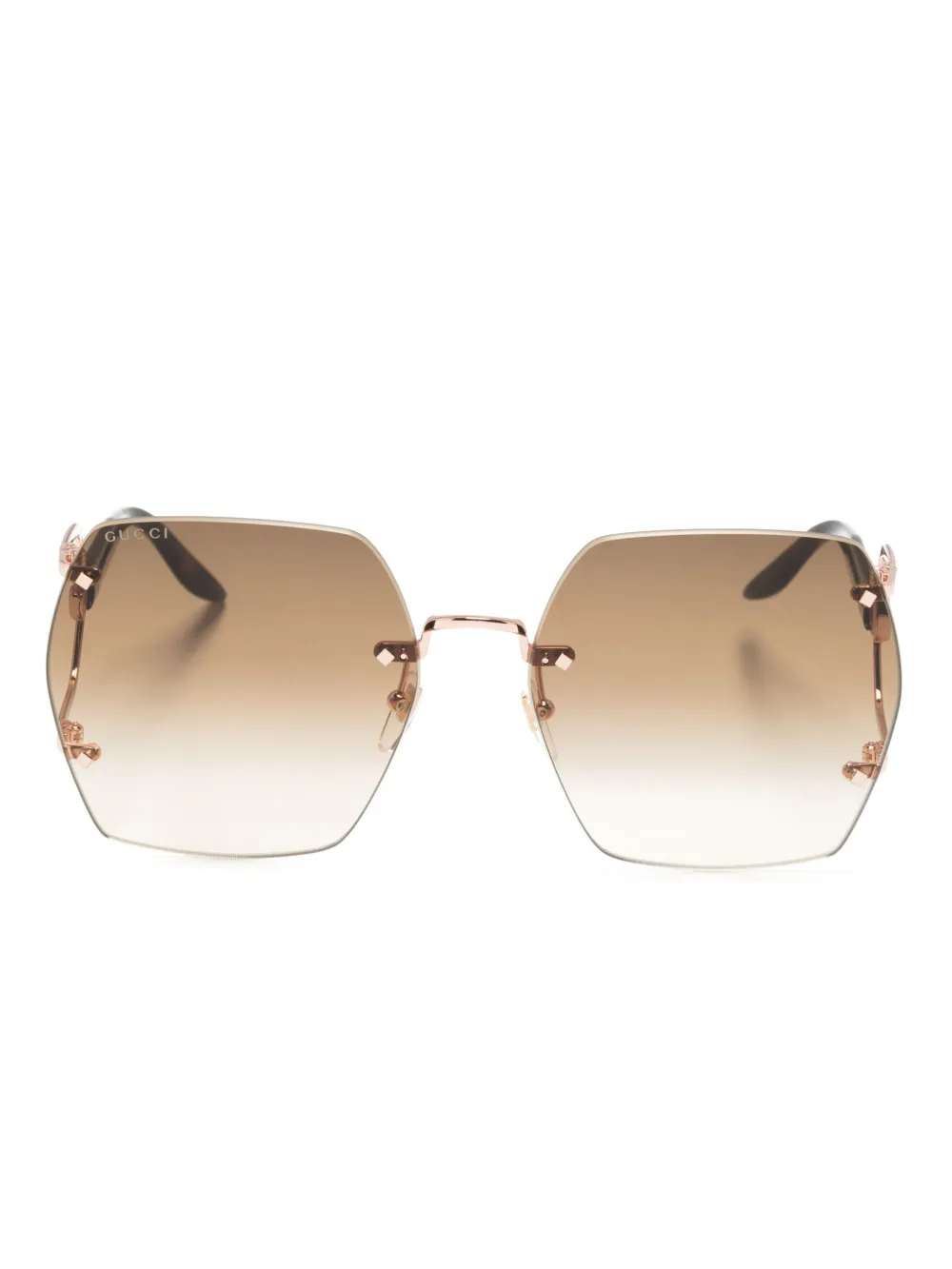 

Солнцезащитные очки в массивной оправе с логотипом Double G Gucci Eyewear, коричневый