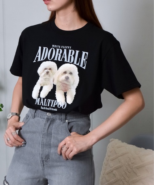 

Футболка с принтом собаки MODISH GAZE, черный