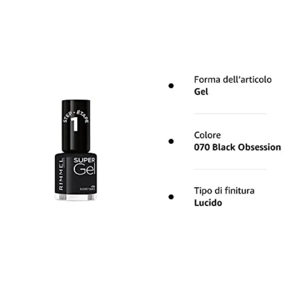 Лак для ногтей «Super Gel 070 Black Obsession» от RIMMEL Rimmel, Blackest Black — фото 4