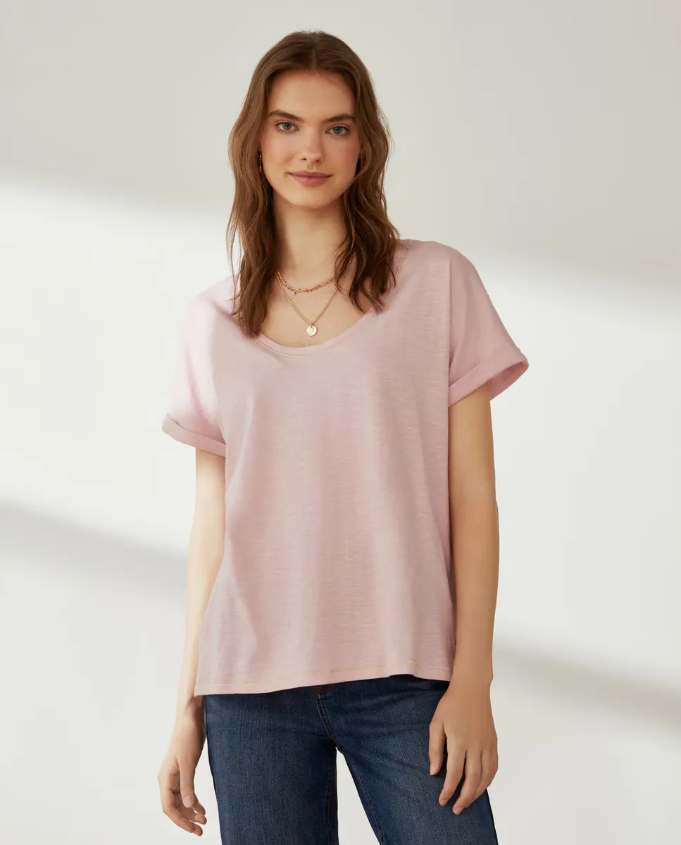 

Женская однотонная футболка с короткими рукавами Southern Cotton, цвет 200 Rosa