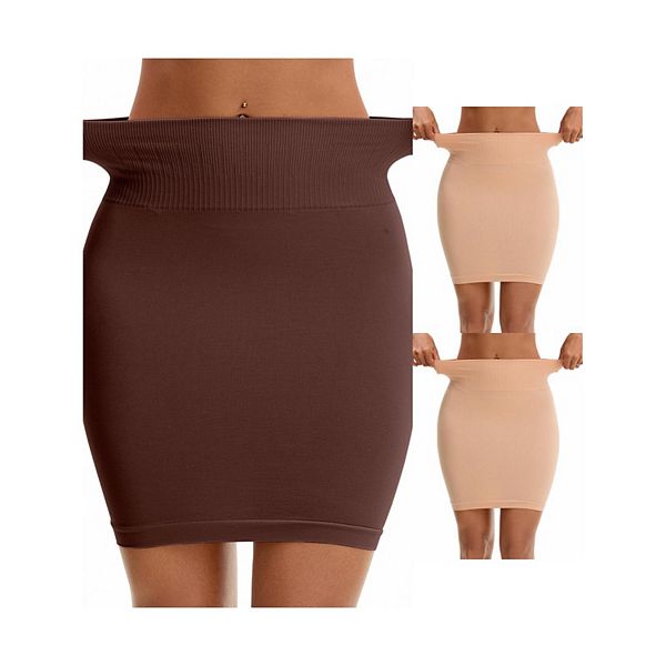 

3 пачки женских полукомбинаций с высокой талией для контроля живота и коррекции фигуры Inspire Chic, Light Beige Brown