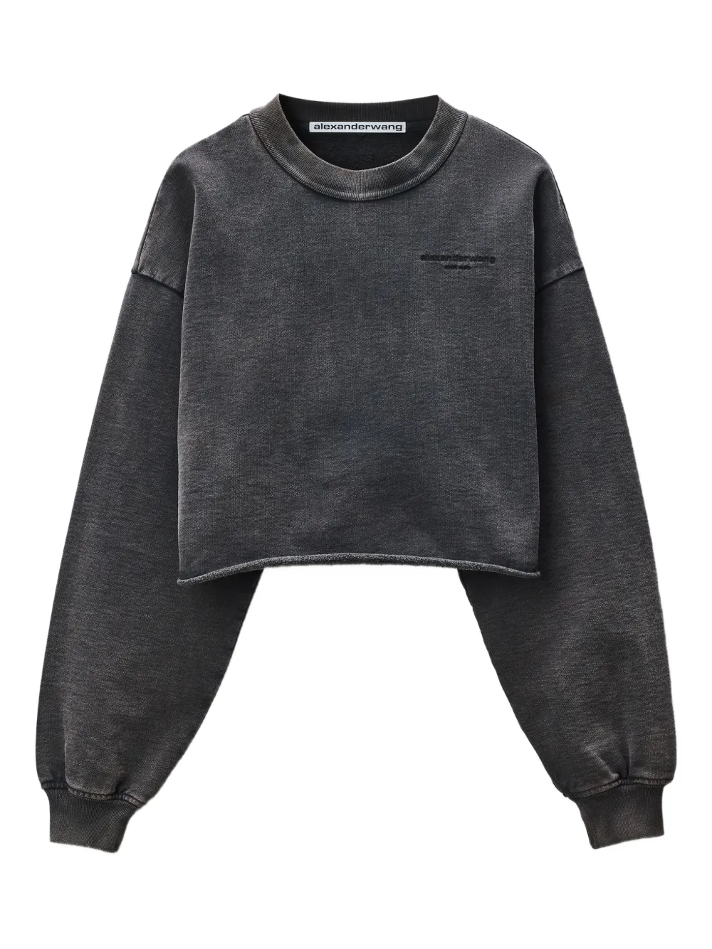

Укороченная толстовка с вышитым логотипом Alexander Wang, серый