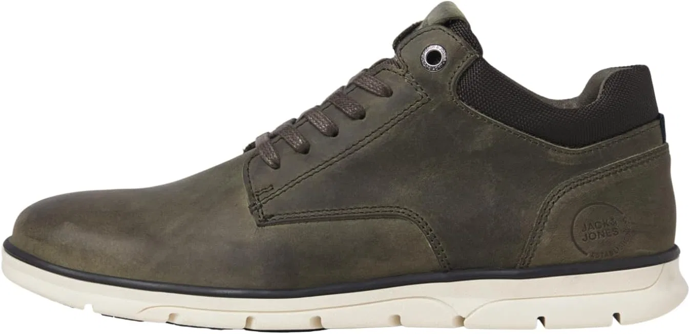 Мужские кожаные ботинки на шнуровке JACK & JONES Jfwglendale, Olive Night
