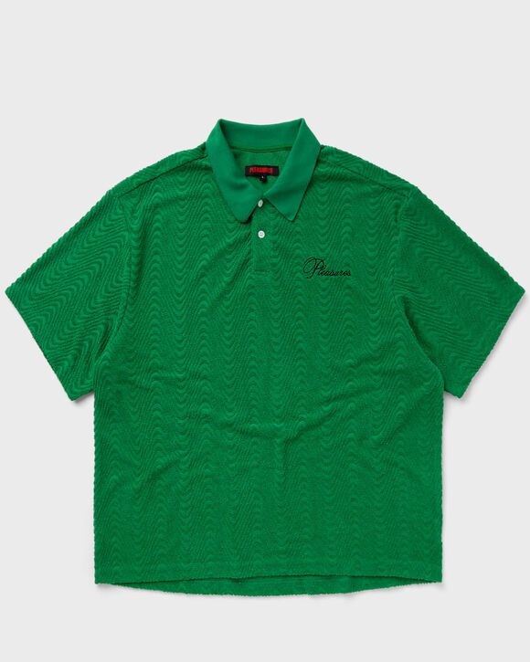 

Поло Pleasures Zen Terry Boxy Polo, зеленый