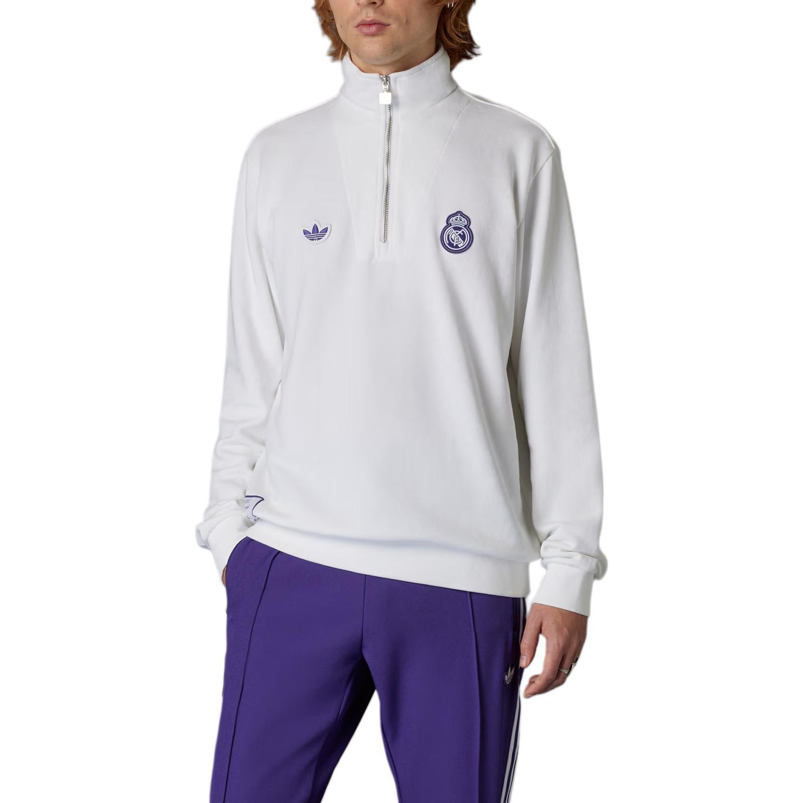 Топ с полузастежкой Real Madrid Terrace Icons Adidas Originals, белый — фото 3