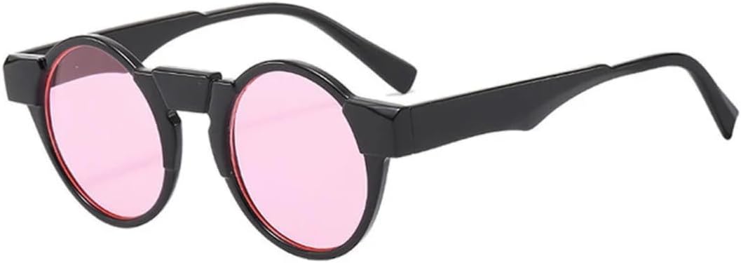 

Солнцезащитные очки с защитой от УФ-излучения UV400 | Круглые панк-очки с желтыми и розовыми линзами | для женщин и мужчин, для занятий спортом на открытом воздухе и вождения DSVIGF, Black-pink