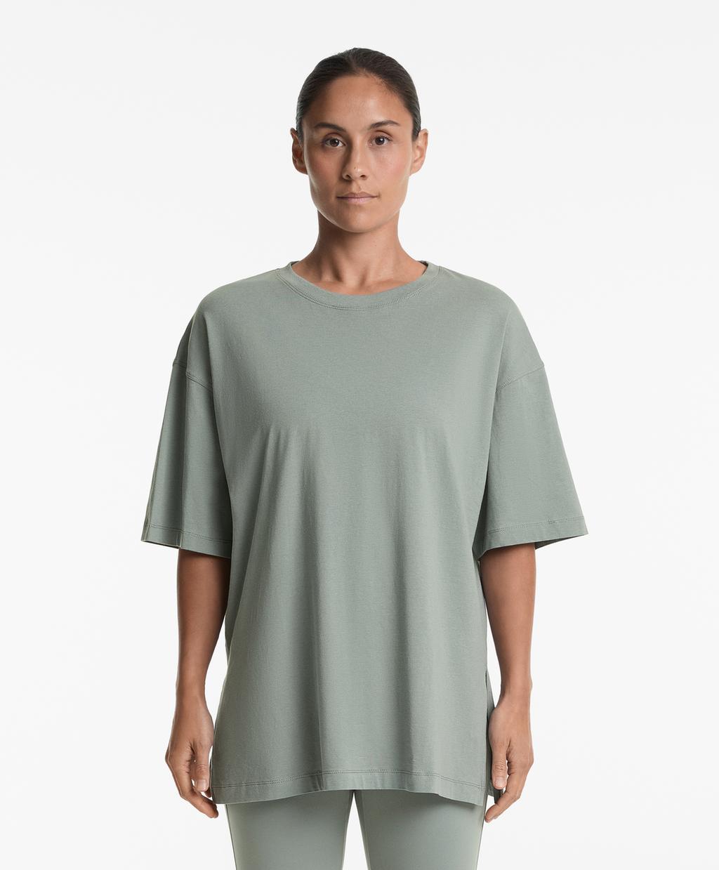 

Футболка из хлопчатобумажной смеси с коротким рукавом Oysho, цвет Grey-Green