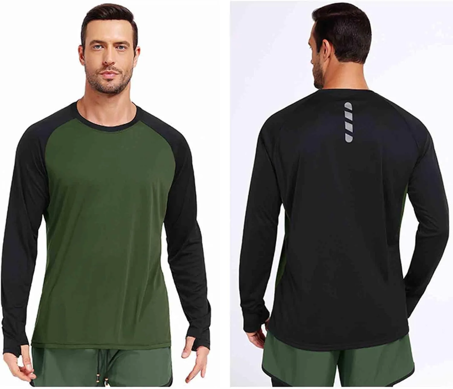 Мужская бейсболка с длинным рукавом реглан, легкая хлопковая, slim fit, цветной блок — фото 3