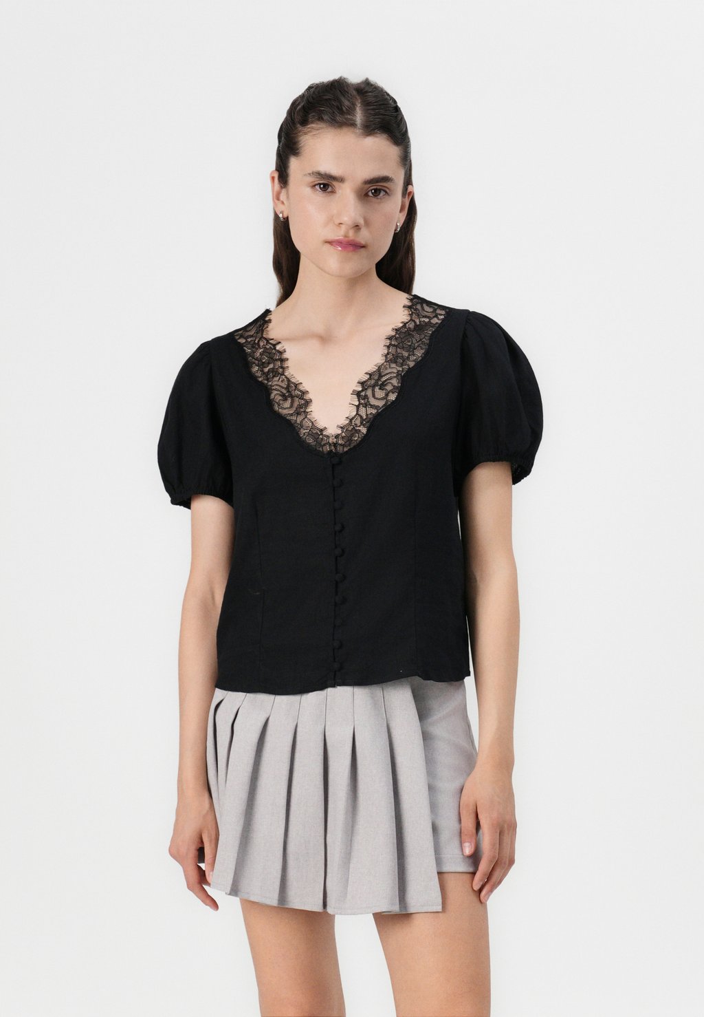 

Блуза V NECK LACE TRIM GAP, черный