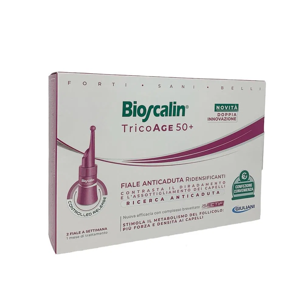 Ампулы для уплотнения волос Tricoage 50+ Fiale Capelli Ridensificanti Donna от Bioscalin Bioscalin