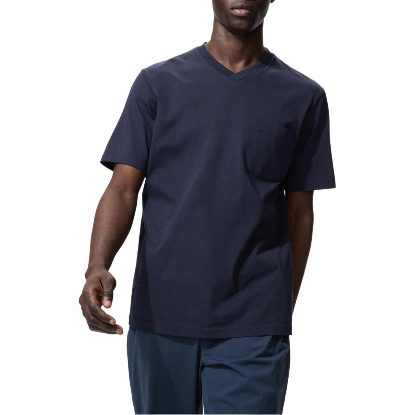 

UNIQLO Футболка унисекс темно-синяя, Синий, UNIQLO Футболка унисекс темно-синяя