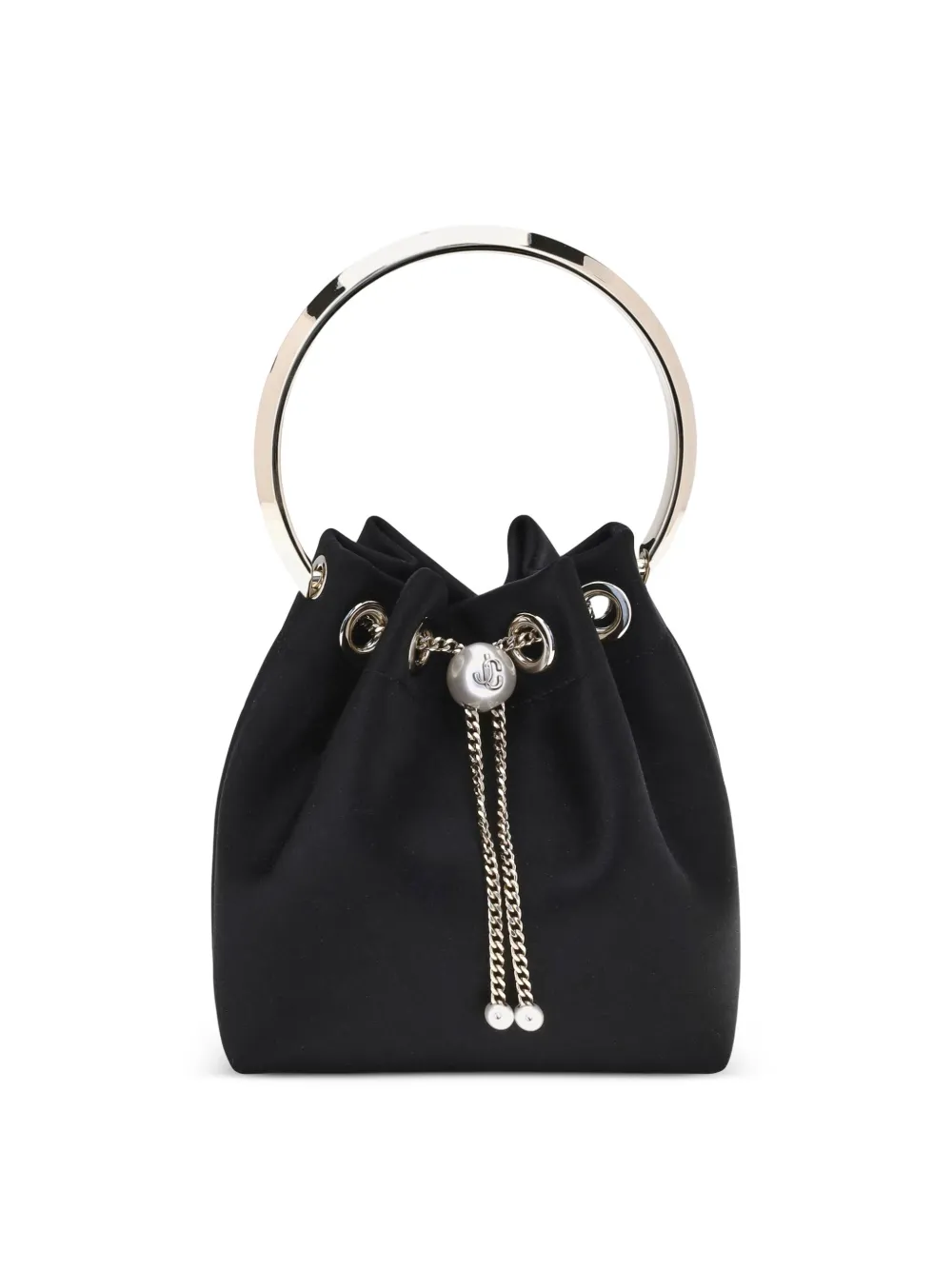 

Атласная сумка-ведро Bon Bon с круглой ручкой JIMMY CHOO, черный