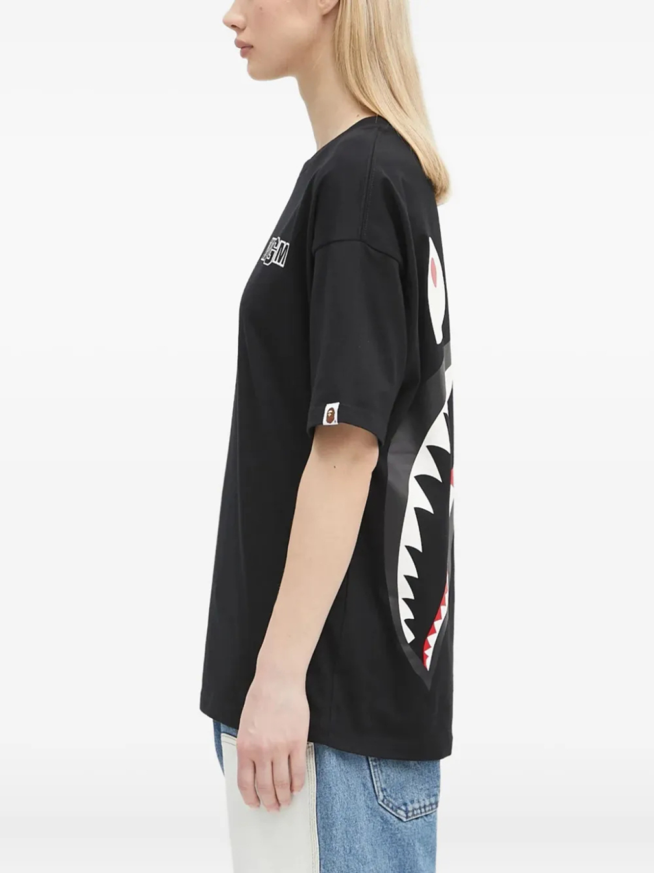 Футболка с изображением акулы BATHING APE A Bathing Ape, черный — фото 3