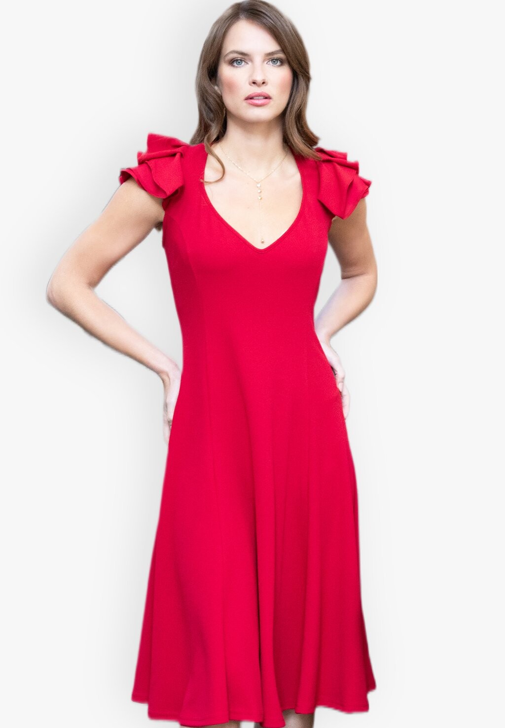 

Дневное платье FRILL SLEEVE A-LINE HotSquash, красный