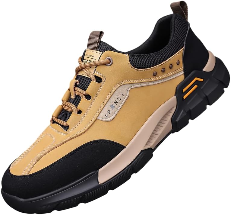 

Кроссовки Sfwarmart для мужчин на открытом воздухе, повседневные кожаные, на платформе, для походов, тенниса и спорта, размеры 39-48, желтый