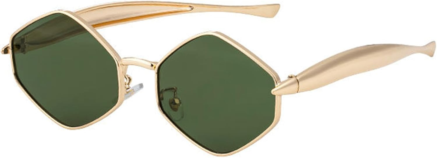 

Женские солнцезащитные очки Hexagon Punk 2025, роскошные винтажные классические металлические многоугольные солнцезащитные очки для женщин, защита от УФ-излучения UV400 helena, C5