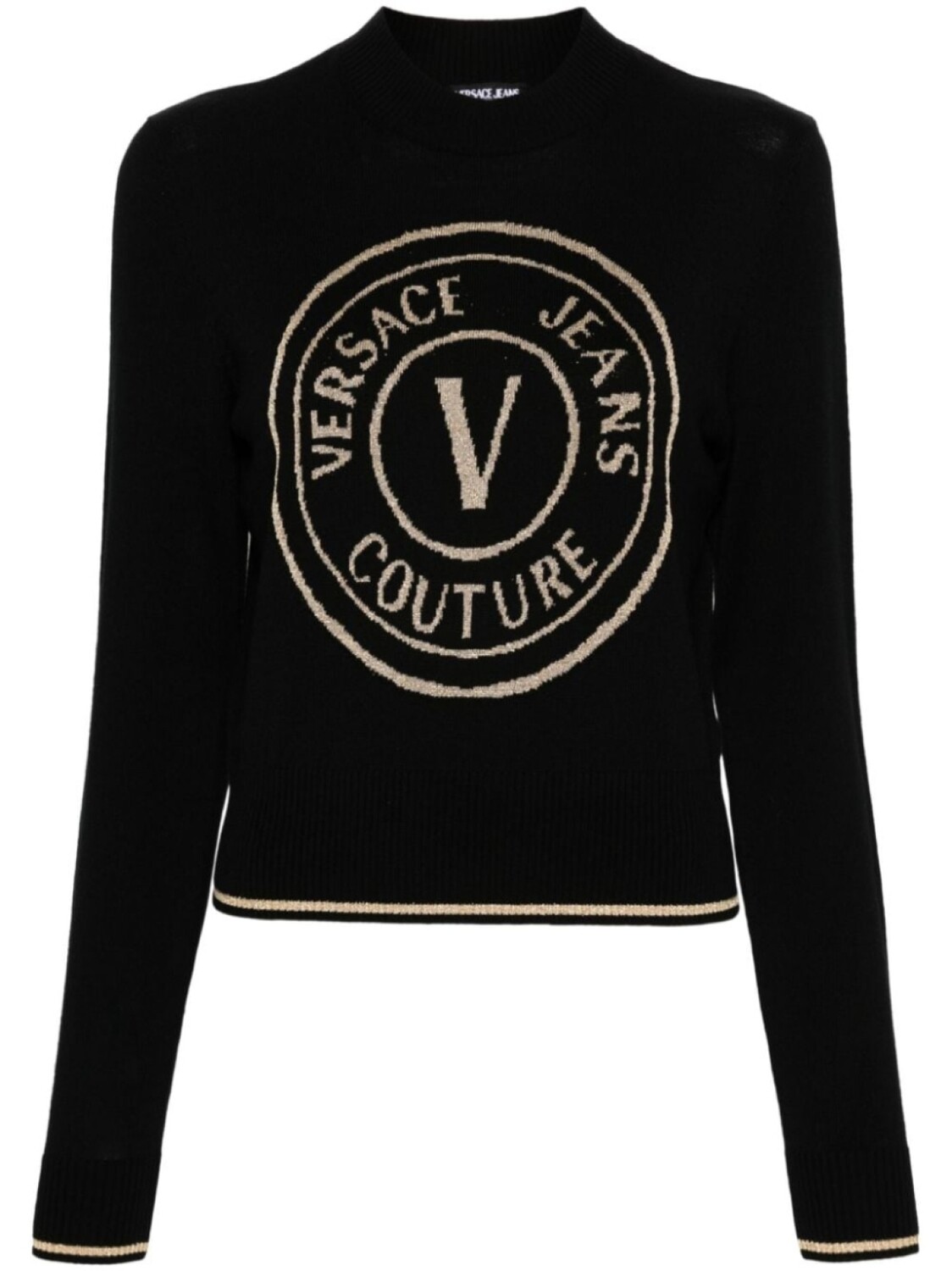 

Versace Jeans Couture шерстяной джемпер с логотипом V-Emblem, черный