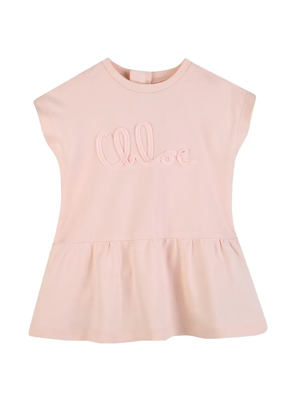 Платье с вышитым логотипом и оборками Chloe Kids, розовый