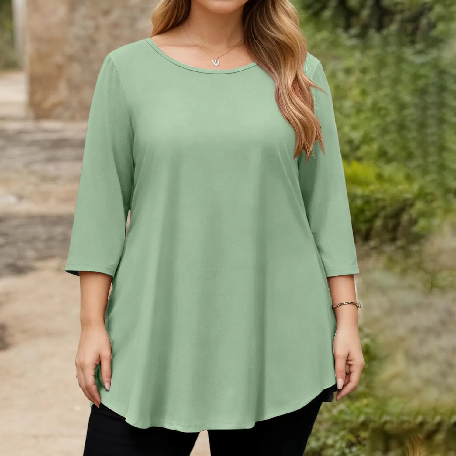 Футболка оверсайз с рукавом 3/4, Polyester, E004-green — фото 2