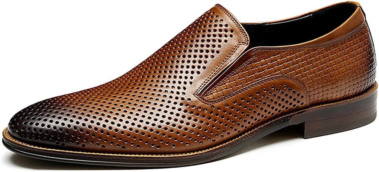 

Мужские лоферы Santimon на шнуровке, с отделкой из натуральной кожи, дышащие, повседневные, деловые, летние прогулочные туфли, Tan