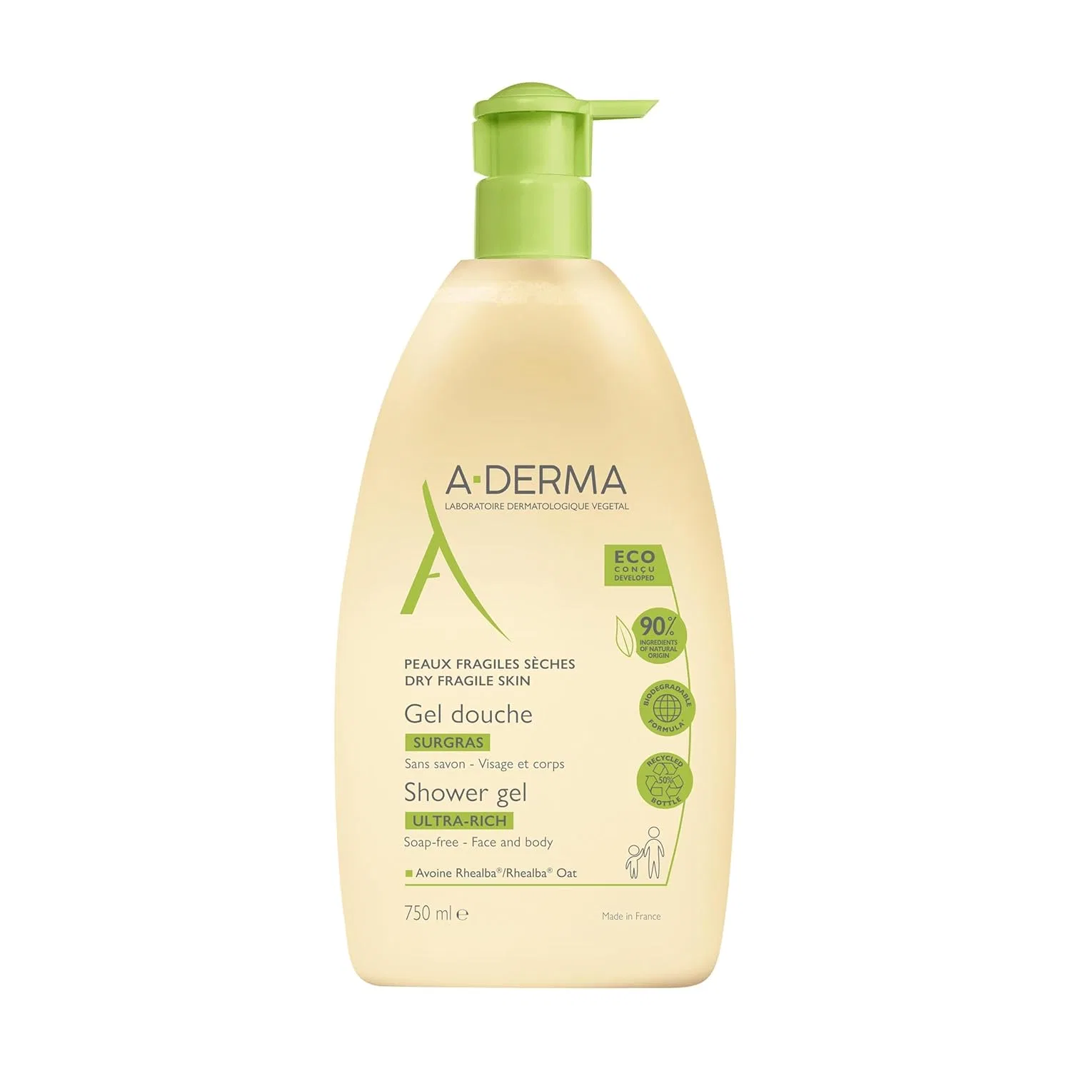 Гель для душа A-Derma Les Indispensables Surgras, 750 мл A-Derma
