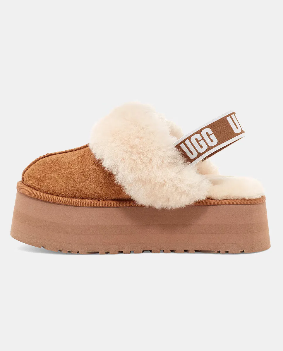 Женские тапочки Funkette на меховой подкладке и платформе UGG, коричневый — фото 3