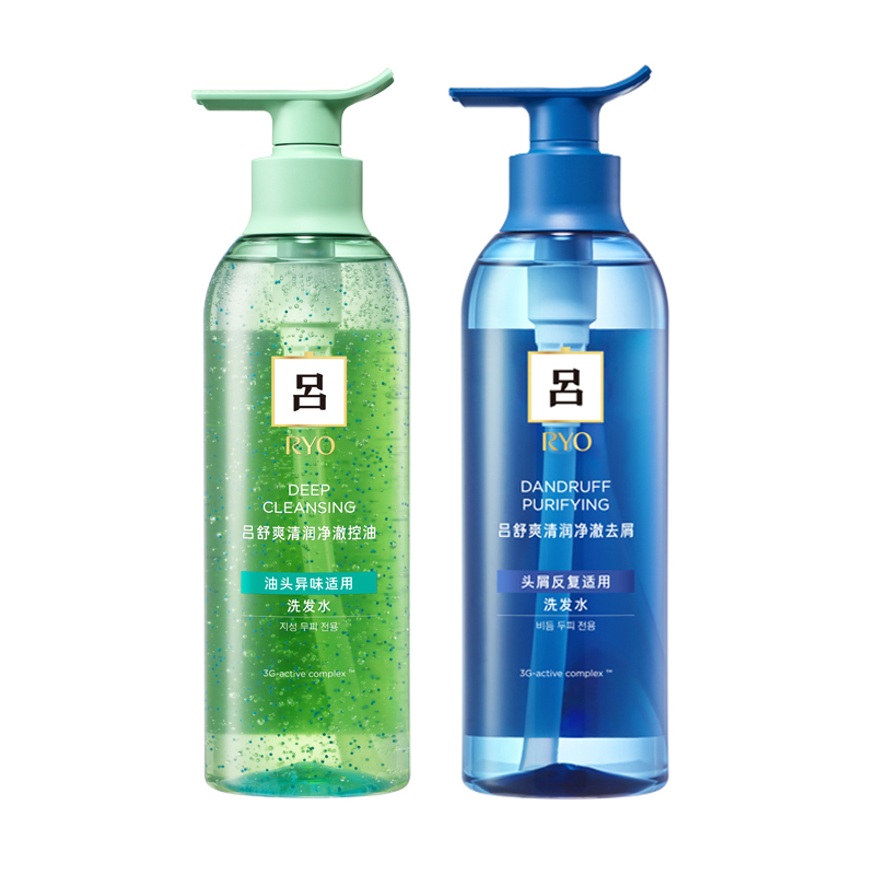 

Шампунь против перхоти для контроля жирности, освежающий и очищающий, 400мл+400мл Ryo