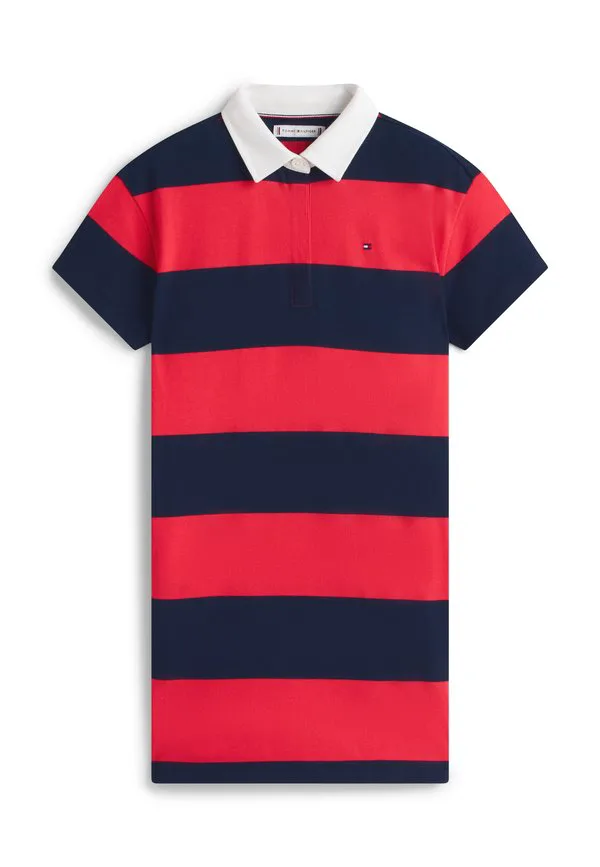 Платье-Поло в полоску из пике для регби, повседневное платье Tommy Hilfiger, Dark Night Navy — фото 3