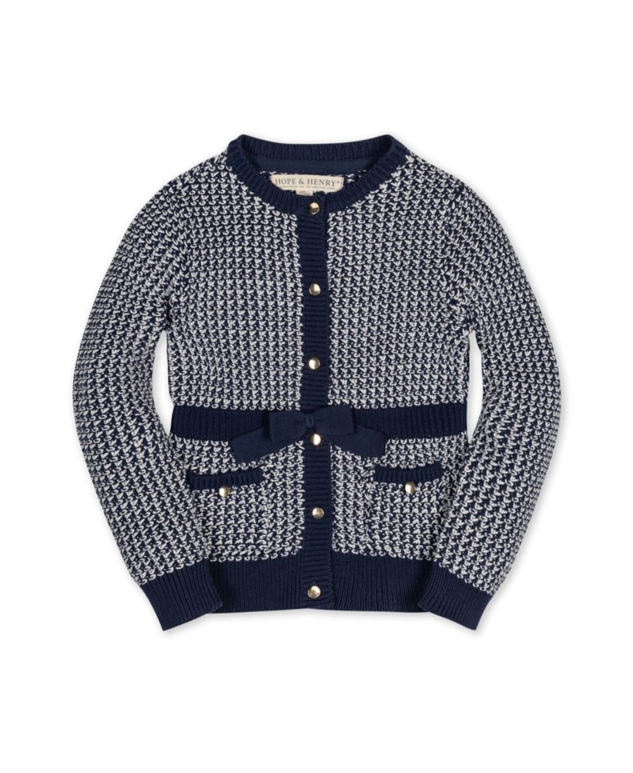 

Детский кардиган из органического твида с бантом Hope & Henry, Chunky navy tweed