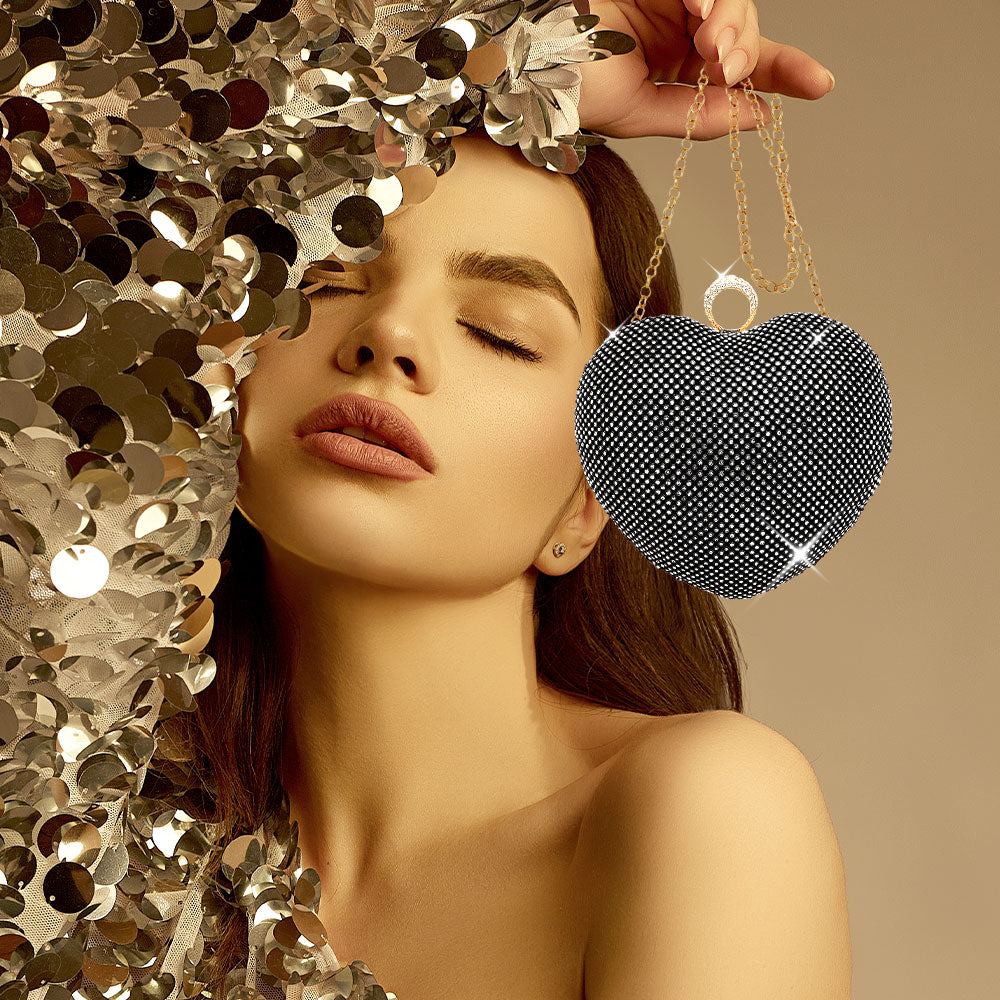 

Вечерний клатч с сердечками из стразов или через плечо FASHNZFAB