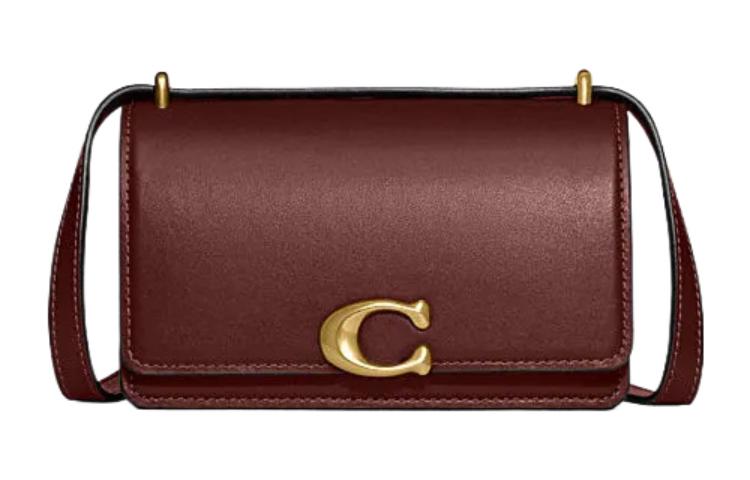 

Бандитская кожаная сумка через плечо, женская наплечная сумка цвета красного вина COACH