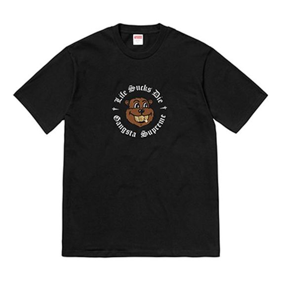 

Футболка Supreme FW18 Life Sucks Die Tee Black Bear Round Neck Short Sleeve Unisex
