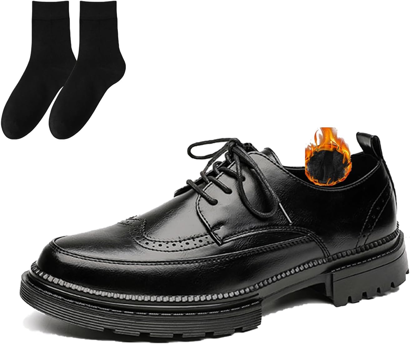 

Мужские туфли на платформе с крыльями-броугами, массивные лоферы с крыльями, оксфорды на шнуровке для деловой одежды и работы в офисе Generic, черный