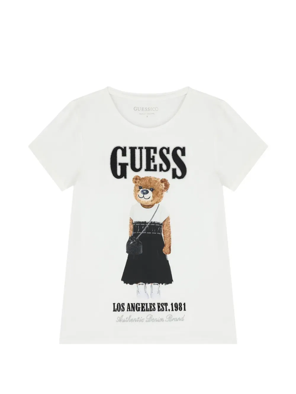 Футболка с изображением медведя Guess Kids, белый