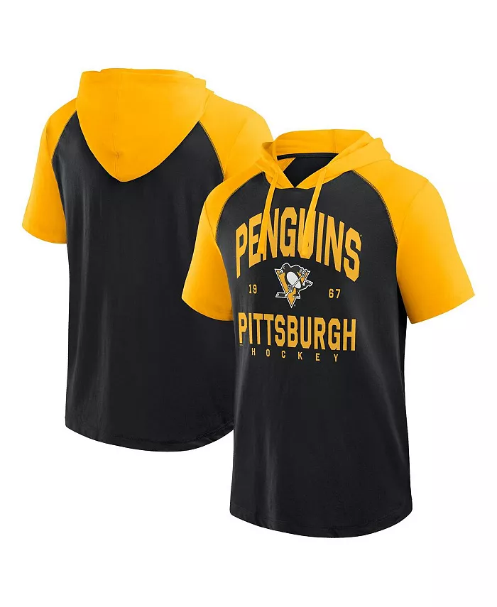 

Мужская черная толстовка с капюшоном Pittsburgh Penguins Prime Raglan с короткими рукавами Logo Athletic