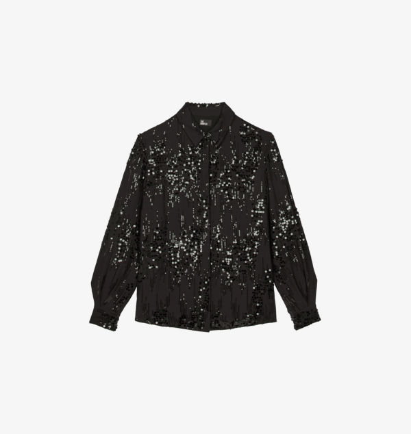 

Рубашка с длинными рукавами, украшенная пайетками The Kooples, черный