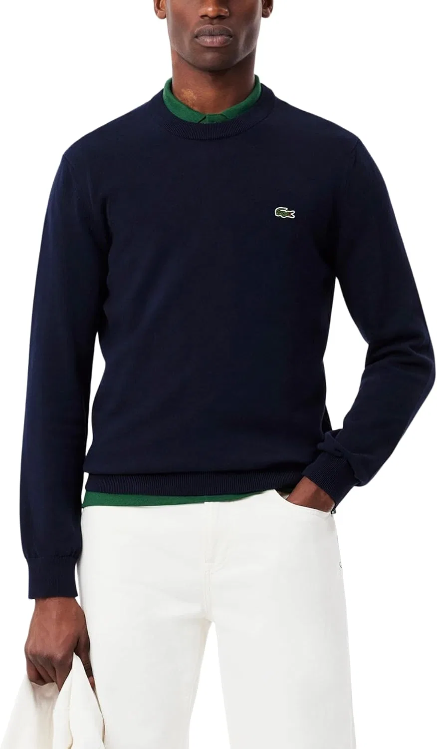 Свитер Lacoste мужской Monochrome с круглым вырезом из хлопка, синий