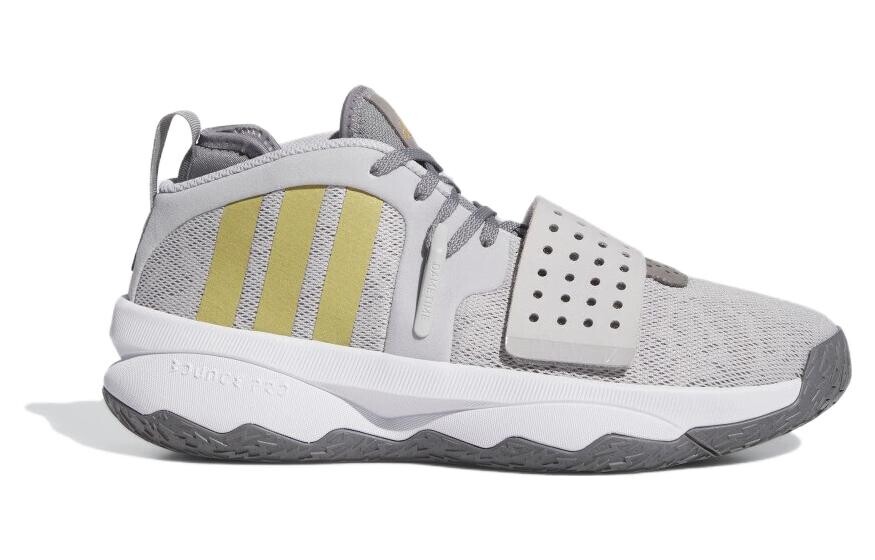 Баскетбольные кроссовки Adidas Dame 8 Extply унисекс, Светлый однотонный серый/золотой металлик — фото 2