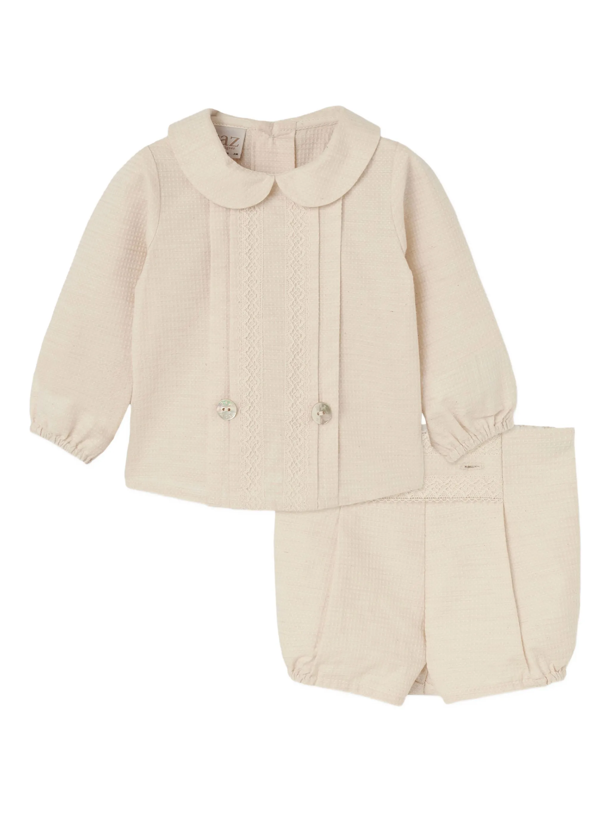 

Комплект из топа и шортов с кружевом Paz Rodriguez, бежевый