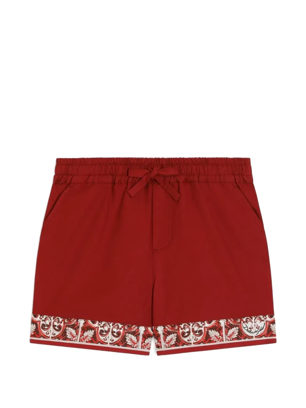 Бермуды из поплина с принтом "Майолика" Dolce & Gabbana Kids, красный