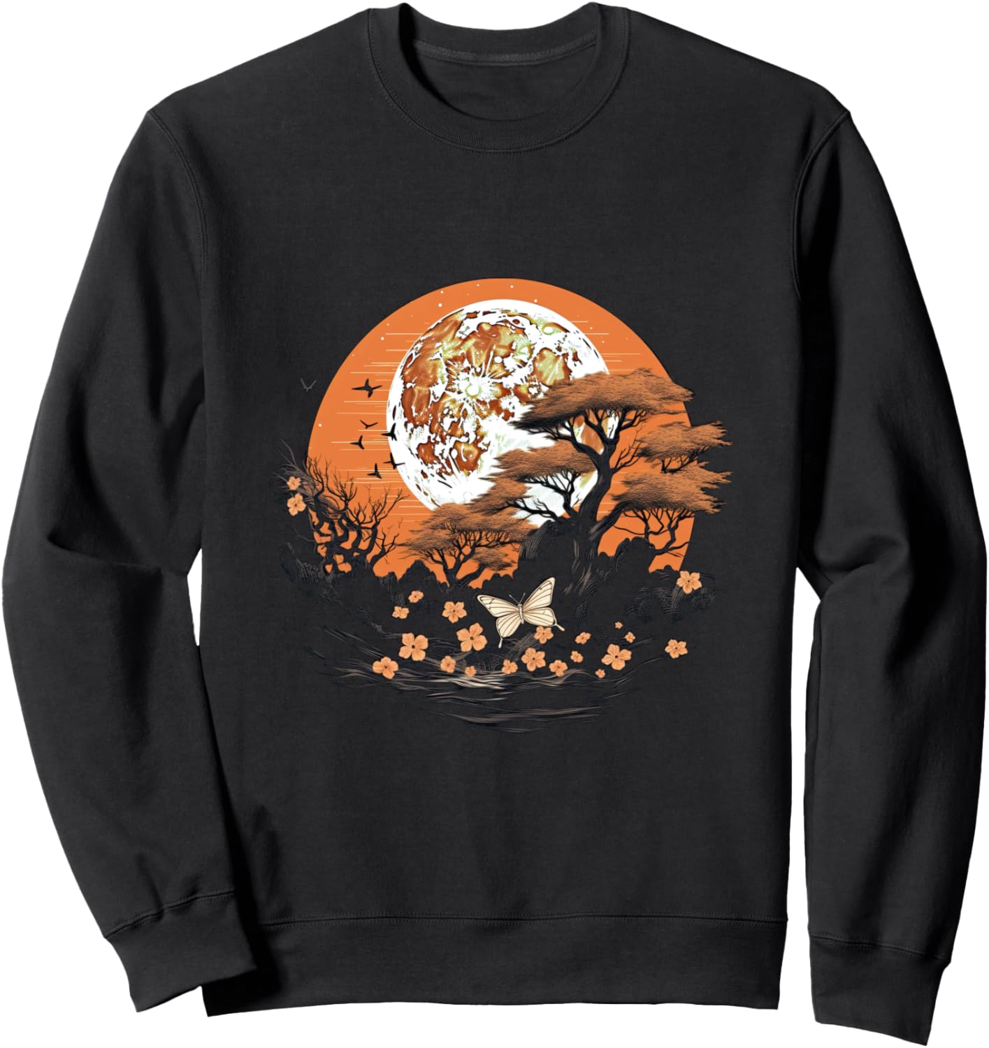 

Осенняя толстовка с изображением осенних листьев, дерева и бабочки Autumn Design With Butterflies And Trees, черный