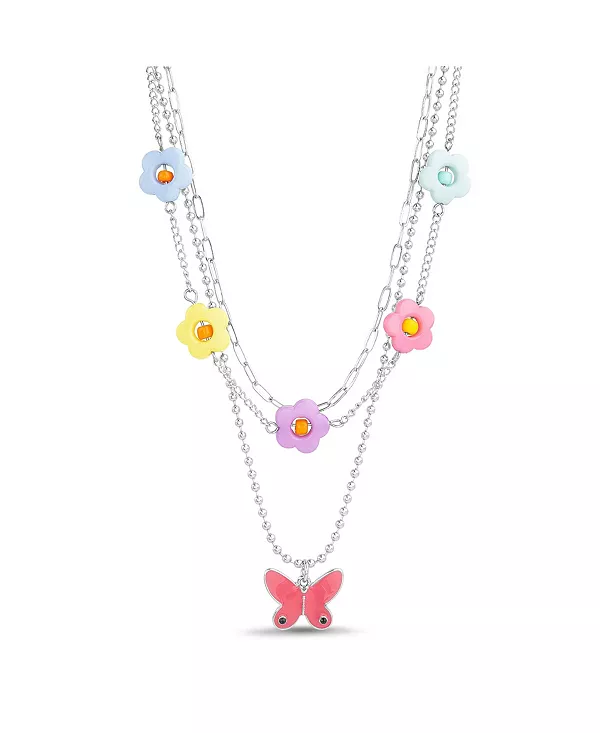 

Комплект из 3 цепочек-ожерелий с бусинами, цветами и кулоном в виде бабочки Kensie, multi