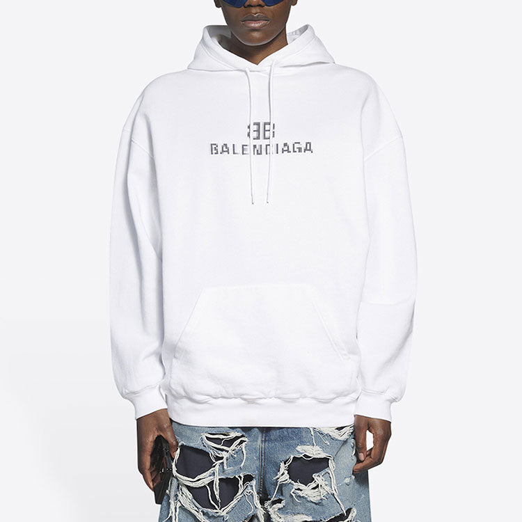 Худи Balenciaga BB Pixel Medium Fit Hoodie 'White', белый — фото 3