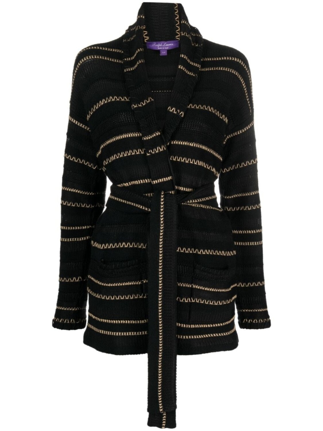 

Ralph Lauren Collection кардиган с поясом и контрастной строчкой, черный