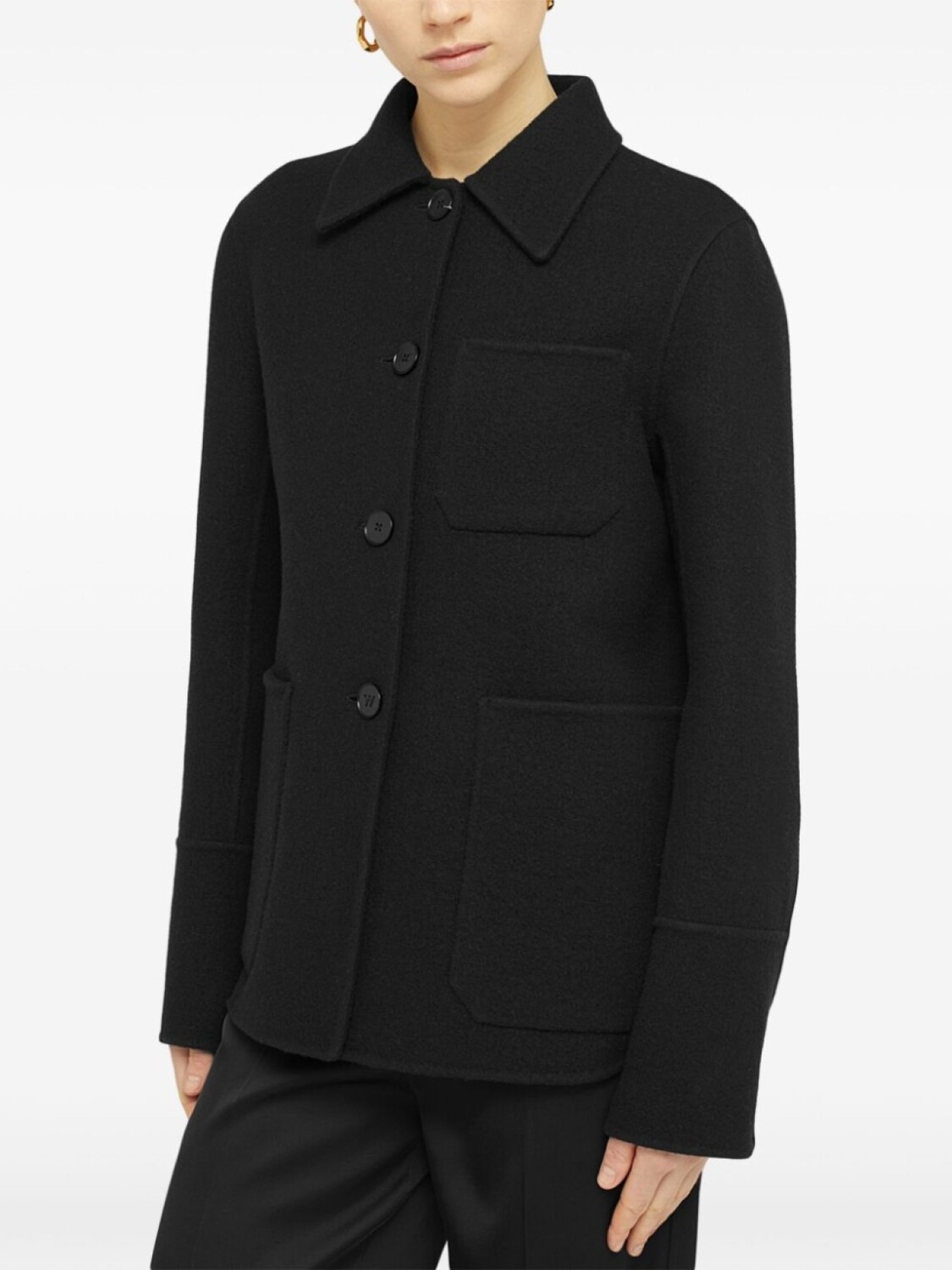 Jil Sander однобортная куртка из вирджинской шерсти, черный — фото 2