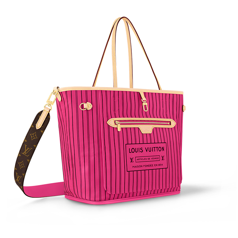 LOUIS VUITTON Сумка Neverfull Bandouliere Mm наизнанку с монограммой и розовым Пондичерри — фото 3