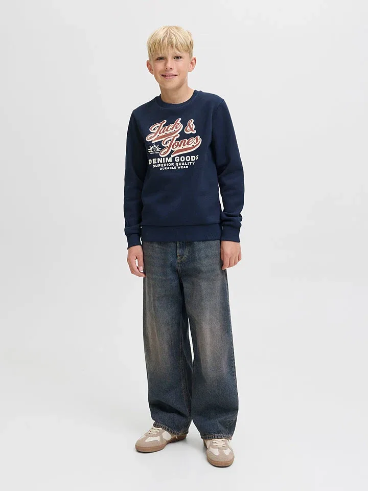 Свитшот с логотипом JACK & JONES Junior, темно-синий — фото 2