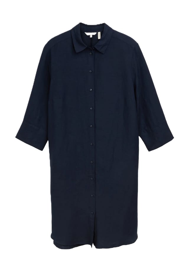 

Платье-Рубашка с рукавами 3/4 и содержанием льна. Tom Tailor Plus, цвет 10668 sky captain