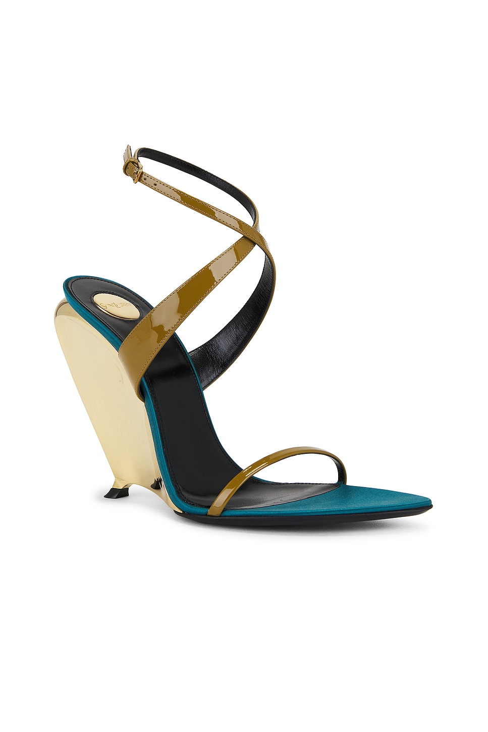 Gippy Wedge Сандалии Saint Laurent, Oil Green — фото 2